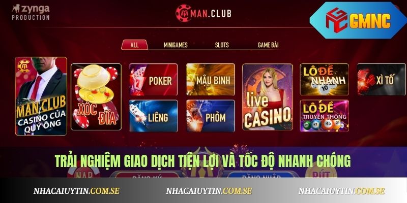 Manclub - Cổng Game Bài Đỉnh Cao, Bảo Mật Tuyệt Đối 3 Trải nghiệm giao dịch tiện lợi và tốc độ nhanh chóng