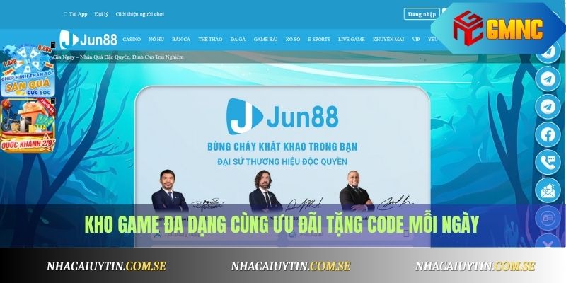 Jun88 - Nhà Cái Cá Cược Uy Tín, Tặng Code Mỗi Ngày 3 Kho game đa dạng cùng ưu đãi tặng code mỗi ngày